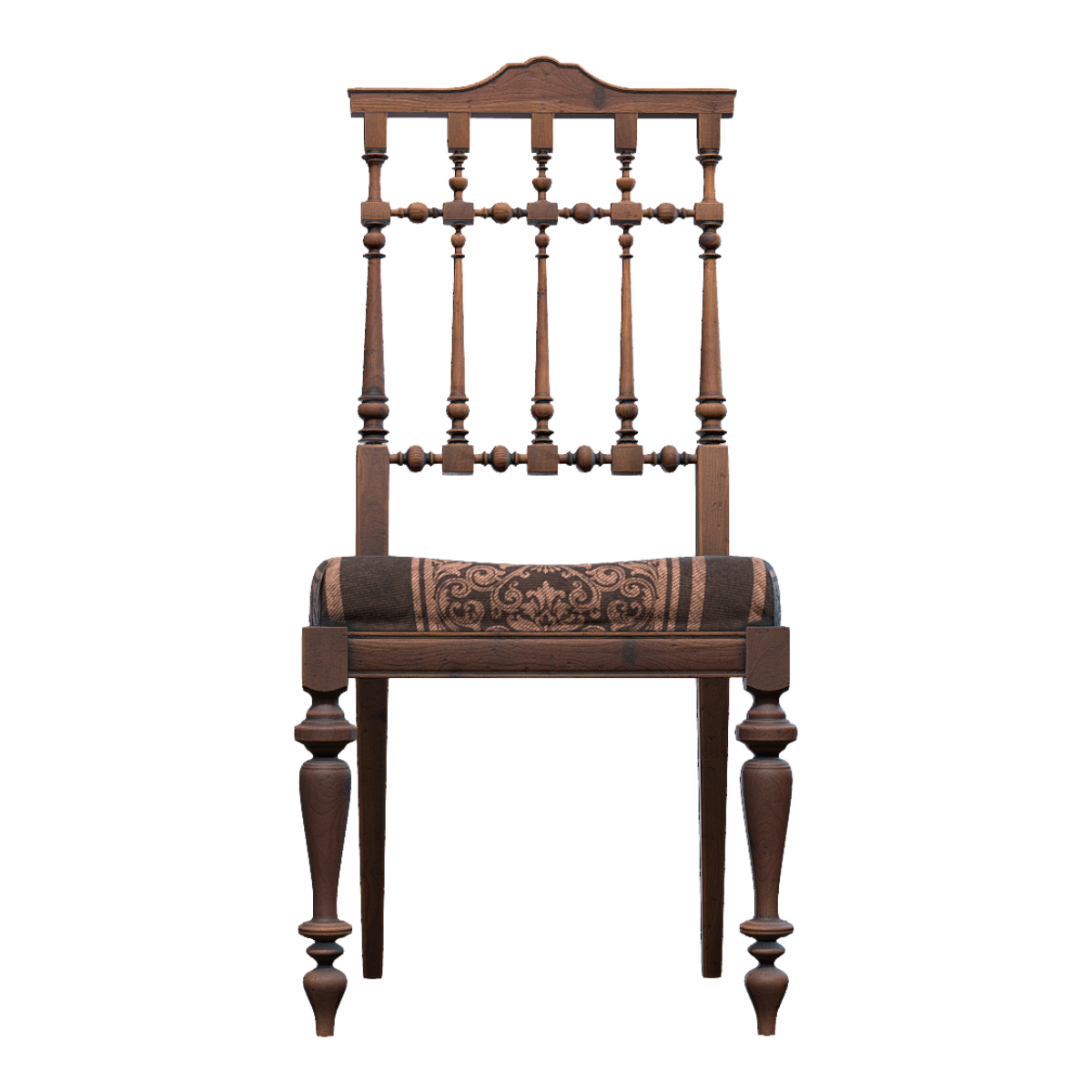 American Classical Light Luxury Home Coffee Fabric Cushion Full Black Walnut Solid Wood Hollow Design Single Backrest Chair