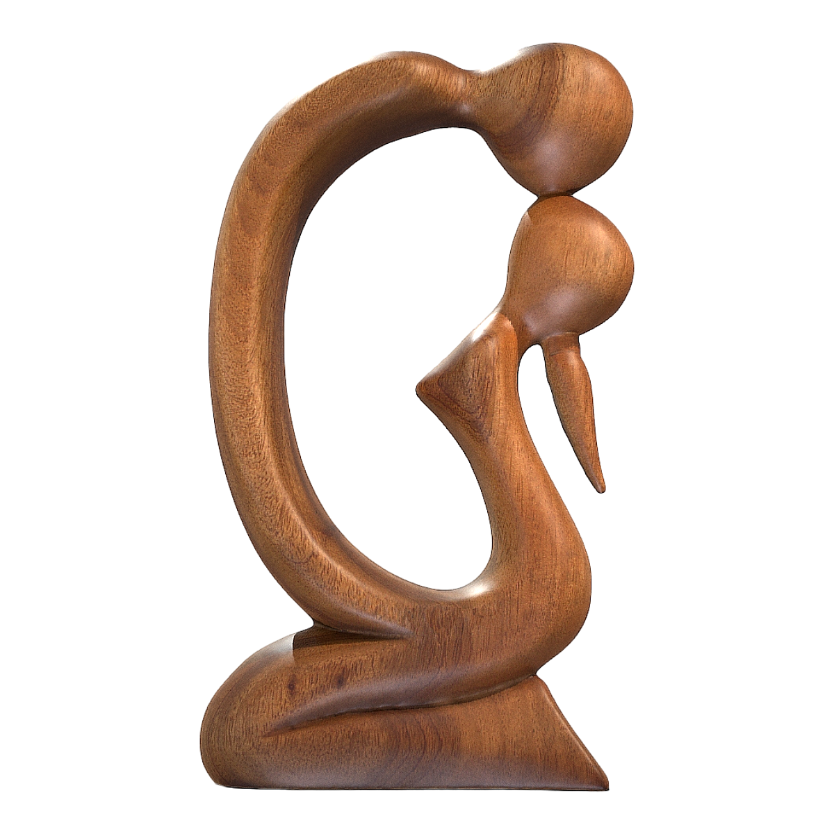 Modern Full Walnut Solid Wood Carved Kissing Wood Carved Desktop Decorations Art