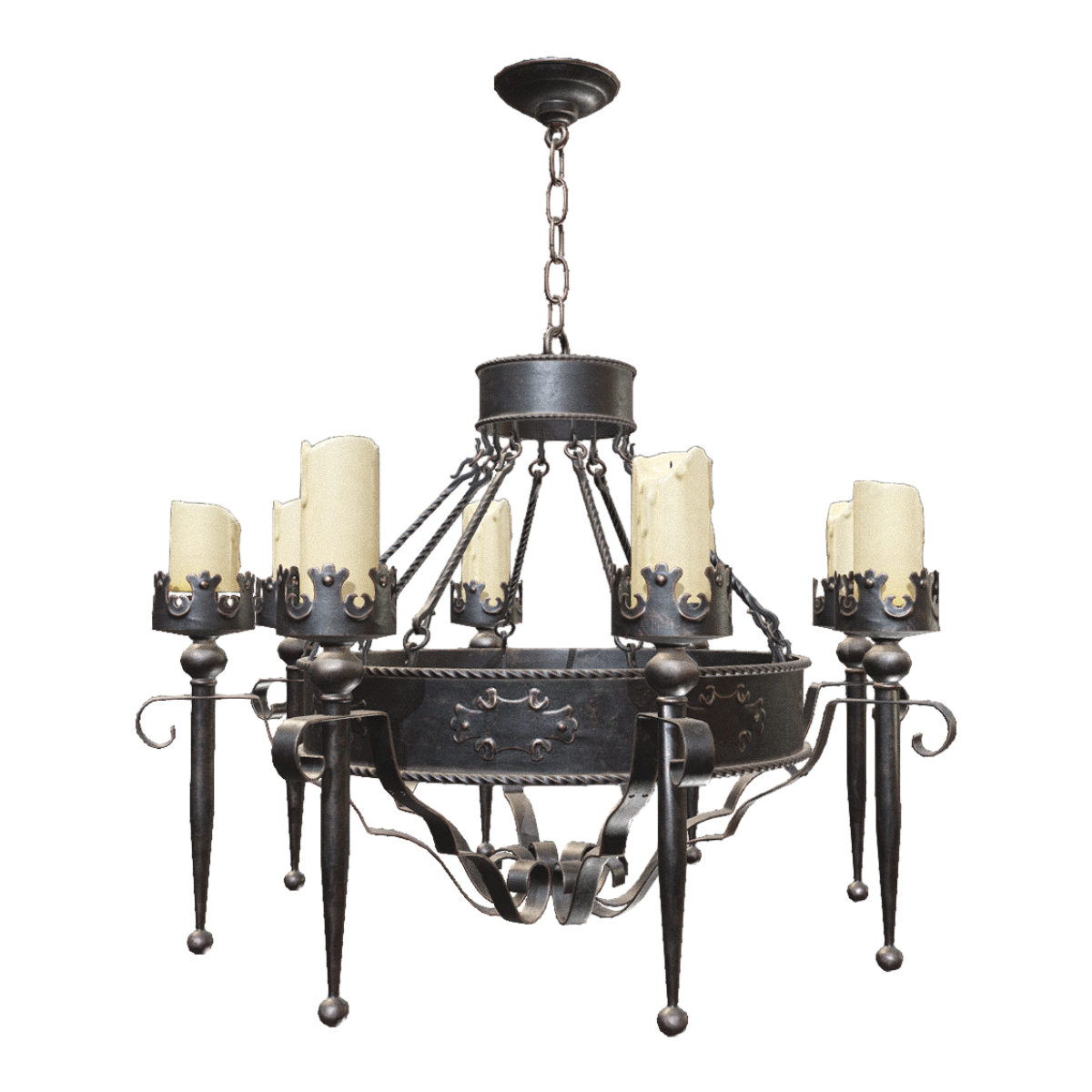 Gothic retro hanging metal bracket eight-head branch candle chandelier