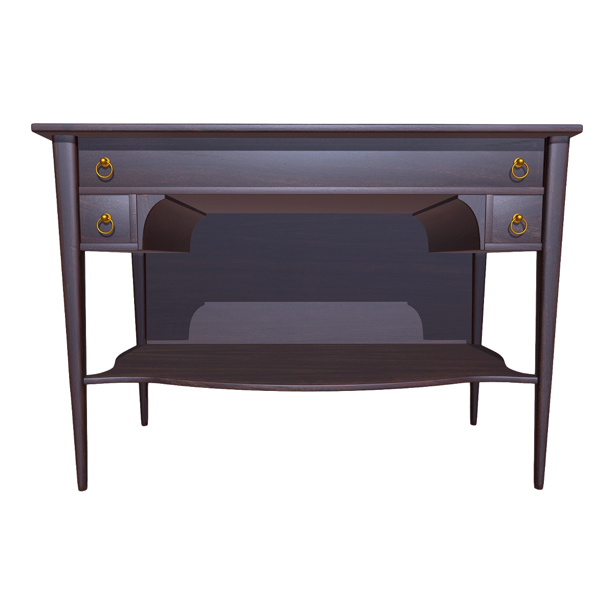 Nordic Classical Wall-style Metal Grip Double-layer Full Black Walnut Solid Wood Drawer Table Square Table