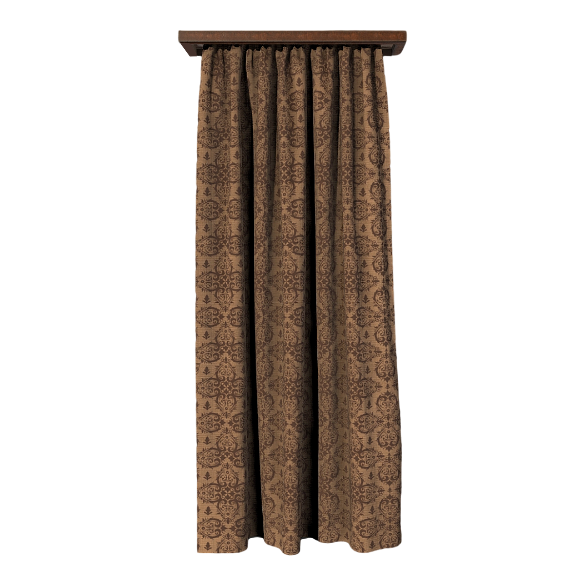 Victorian Household Hanging Black Walnut Solid Wood Brown Pattern Fabric Single Side Blackout Curtain