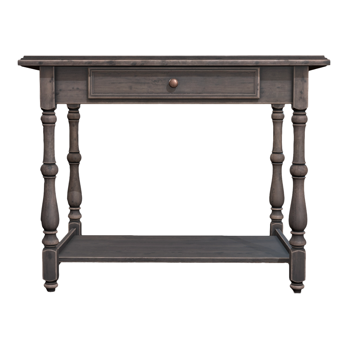 English Style Living Room Double-Layer Walnut Solid Wood Four-Leg Table Drawer Table Entrance Table Square Table