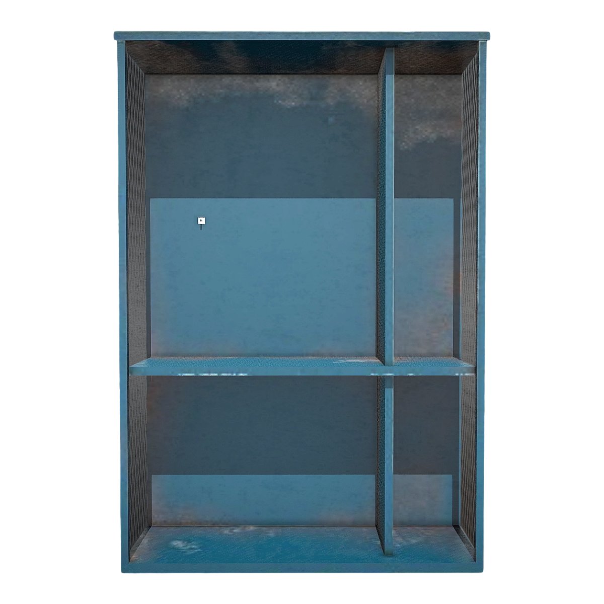 Household Old Blue Paint Metal Shelf Cabinet Metal Mesh Bar on Both Sides Storage Cabinet Storage Cabinet Display Cabinet