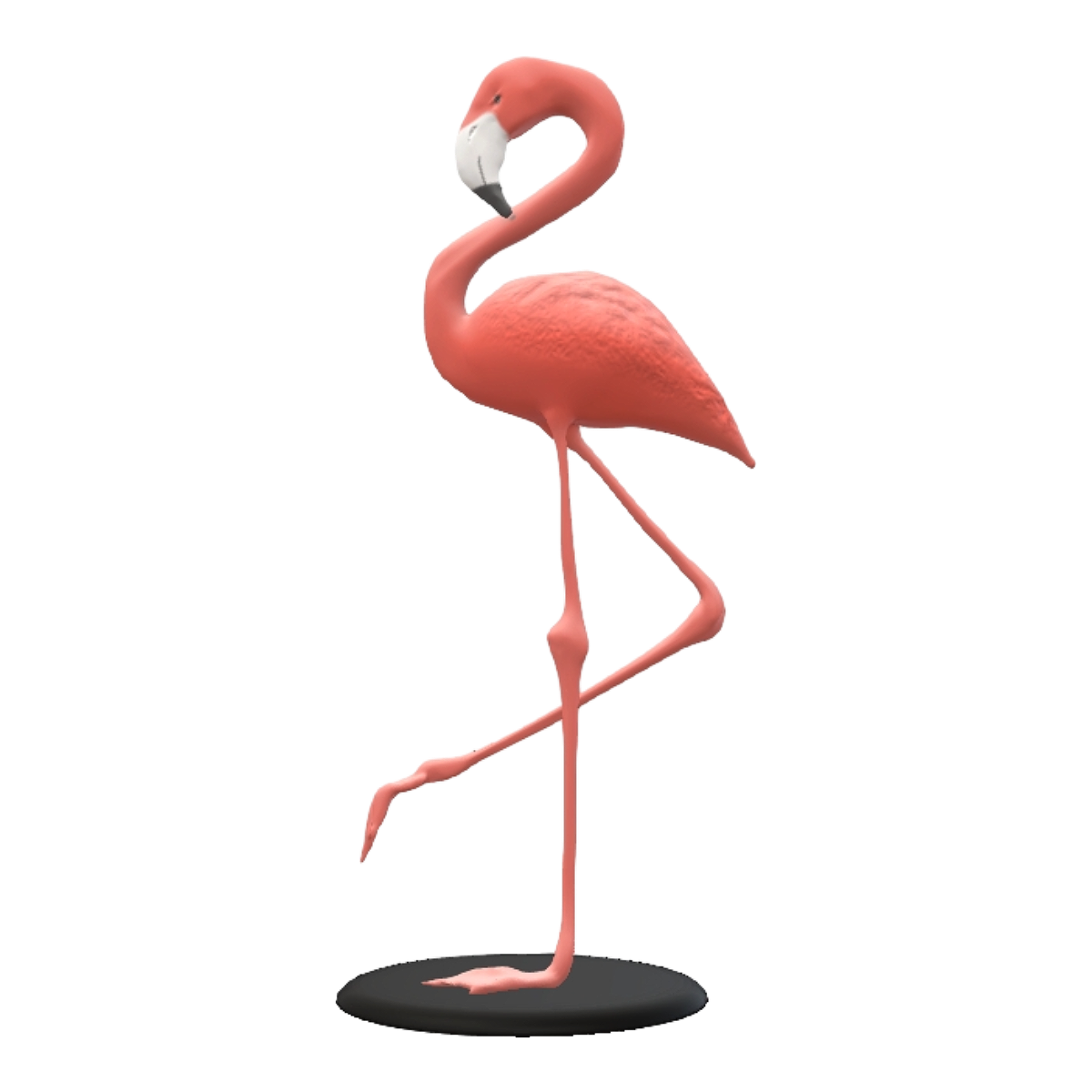 Flamingo Plaster Sculpture Black Ceramic Round Base-Leg Lift Like