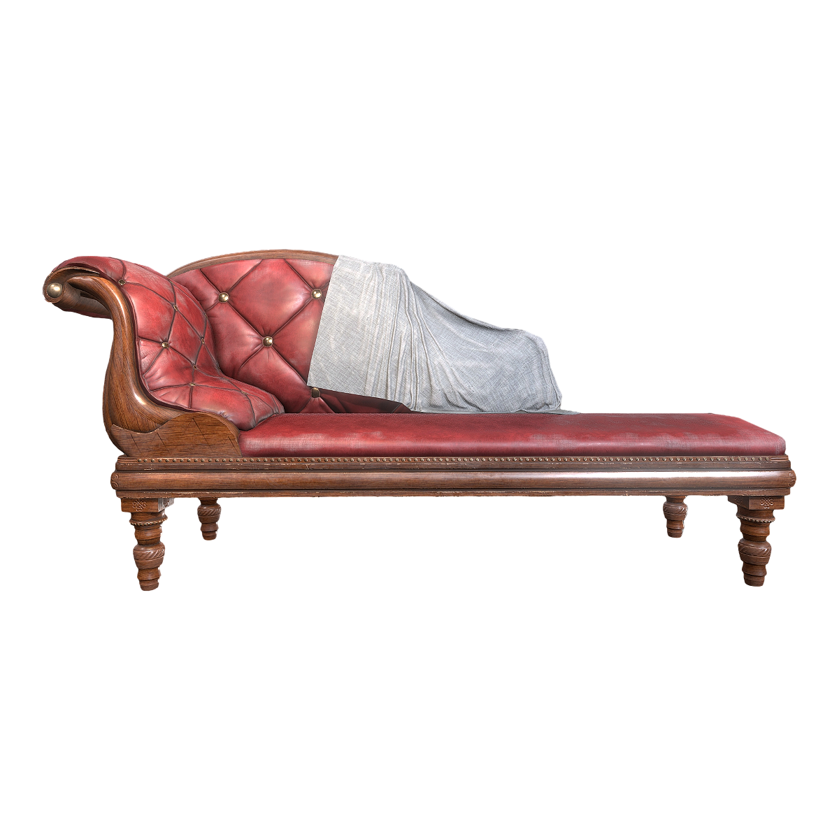 American Style Black Walnut Solid Wood Base Sofa Legs Red Leather Single Backrest Armrest Buckle Chaise chaise