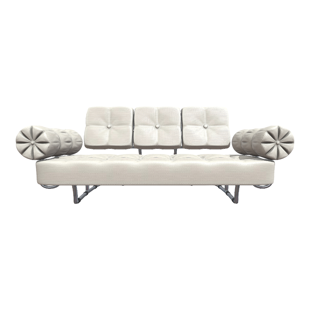 Nordic Home Stainless Steel Metal Base Bracket White Fabric Three-Person Backrest Armrest Buckle Sofa