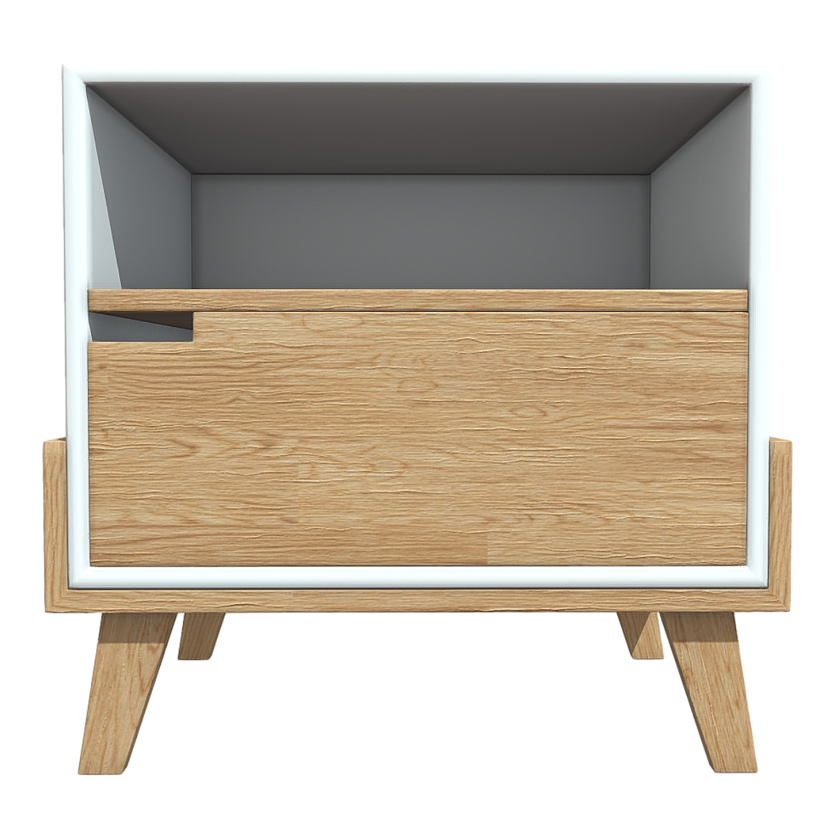 Nordic Bedroom Oak Solid Wood Four Leg Base White Ceramic Bedside Table Drawer Cabinet