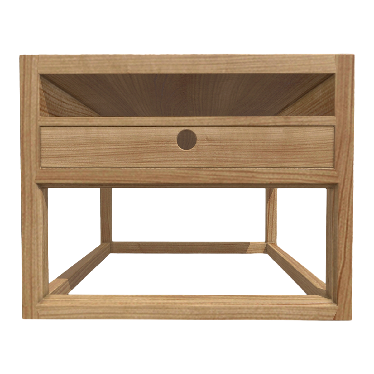 American Style Home Full Oak Solid Wood Frame Square Bedside Table Drawer Cabinet Storage Cabinet