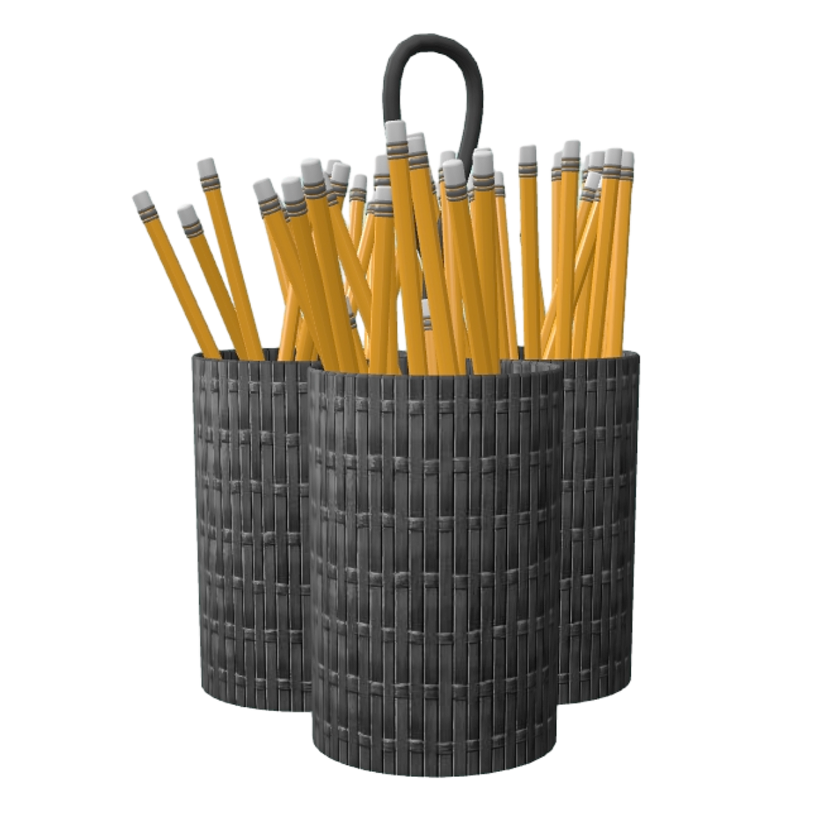 Learning office desktop black rattan pencil portable storage