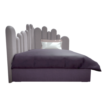 Modern Children's Bedroom Wall-mounted Purple Plush Fabric Single Backrest Bed