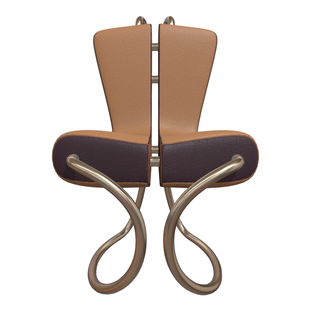 Creative Metal Bracket Cutout Design Brown Leather Backrest Komed Chair