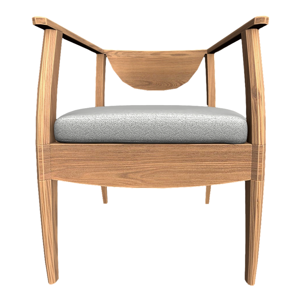 American Style Home Oak Solid Wood Frame Grey Fabric Single Cushion Backrest Armchair