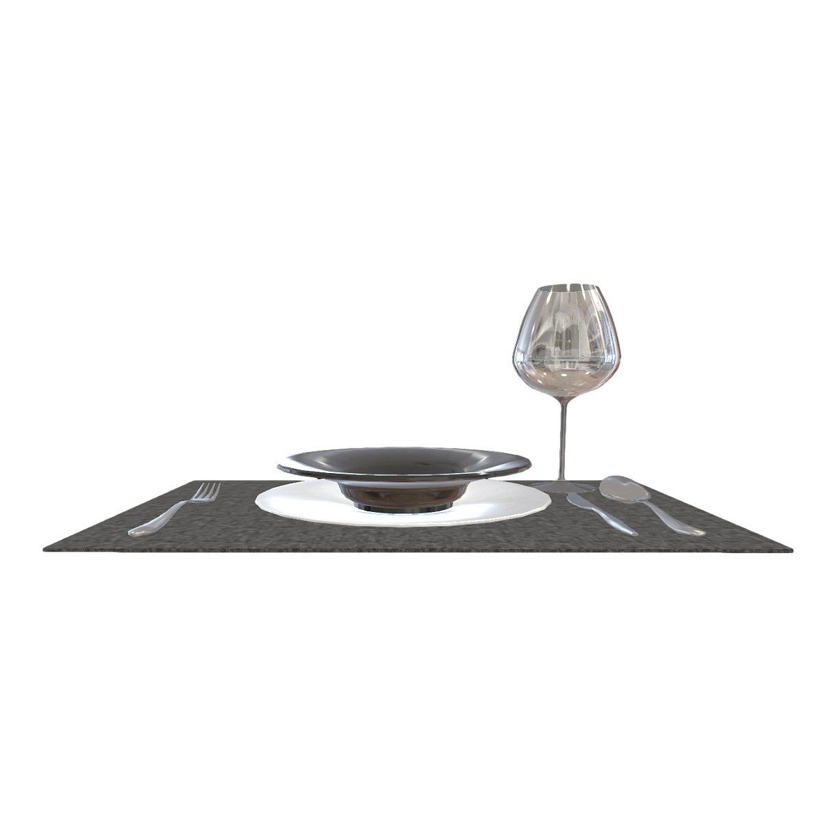 American Style Home Gray Fabric Pad Metal Tableware Black and White Two-color Ceramic Dishes Glass Dinner Tableware