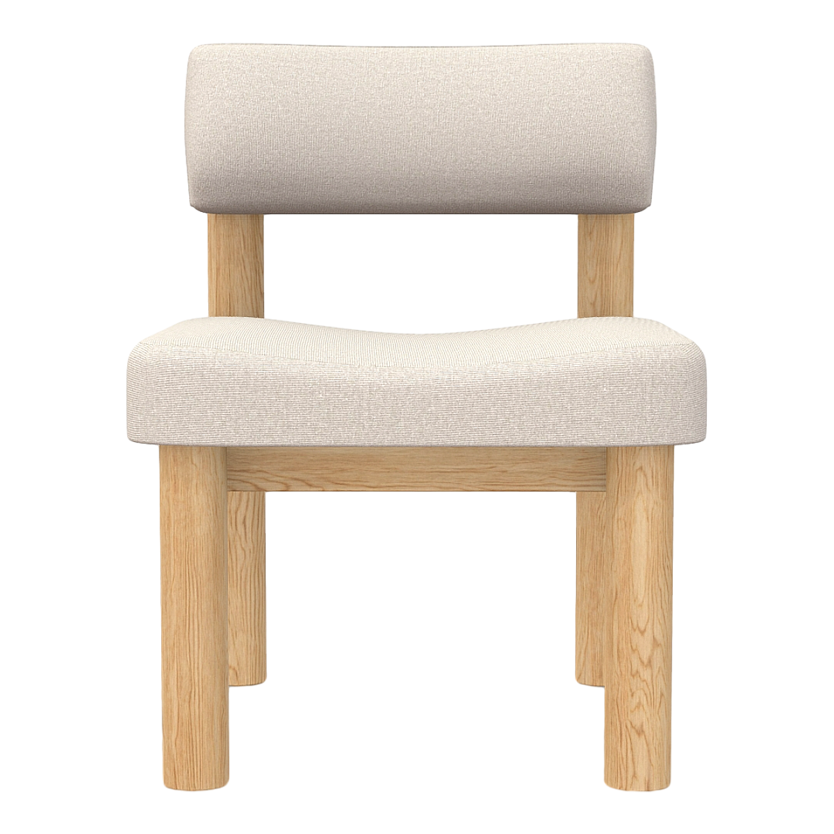 Nordic Style Cream Style Oak Solid Wood Frame Milky White Fabric Single Cushion Backrest Children's Chair