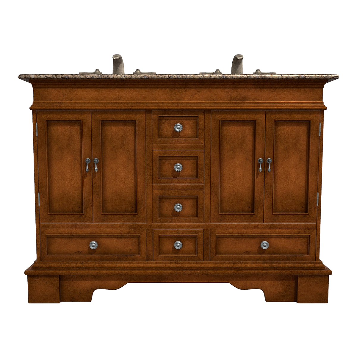 Nordic Bathroom Metal Grip Black Walnut Solid Wood Granite Marble Desktop Double Sink Cabinet