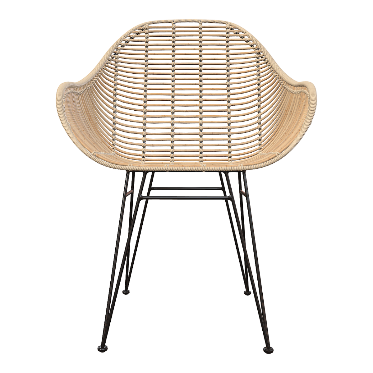 Nordic Casual Metal Four-Leg Bracket Rattan One-Person Backrest Armchair Thin Leg Chair