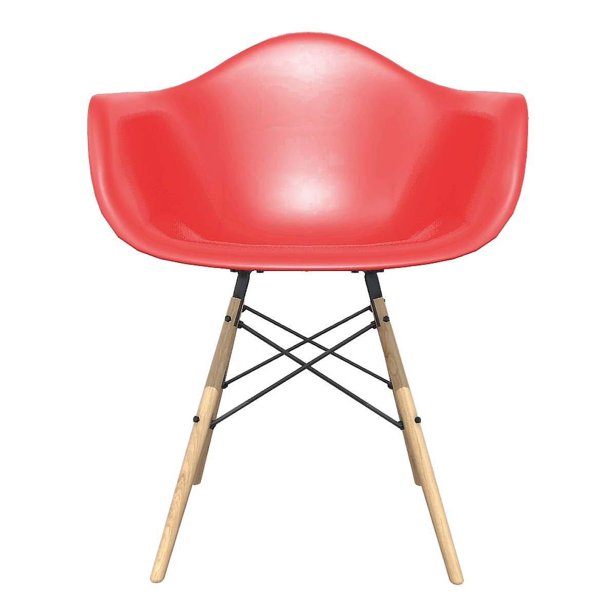 Indoor and outdoor oak solid wood four-legged bracket pure red plastic single backrest armrest leisure chair high chair