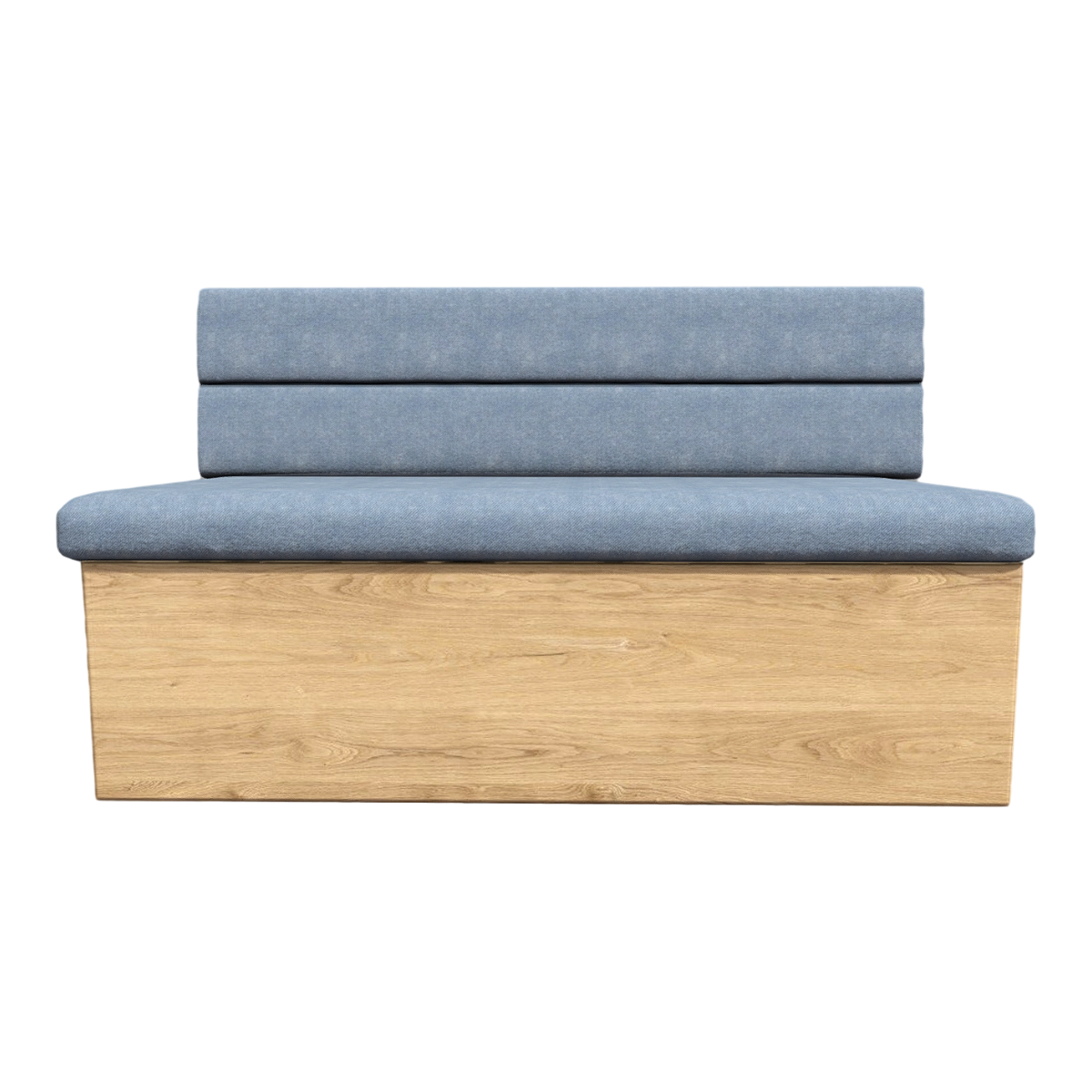 Indoor and outdoor simple oak solid wood base light blue fabric double backrest armless sofa