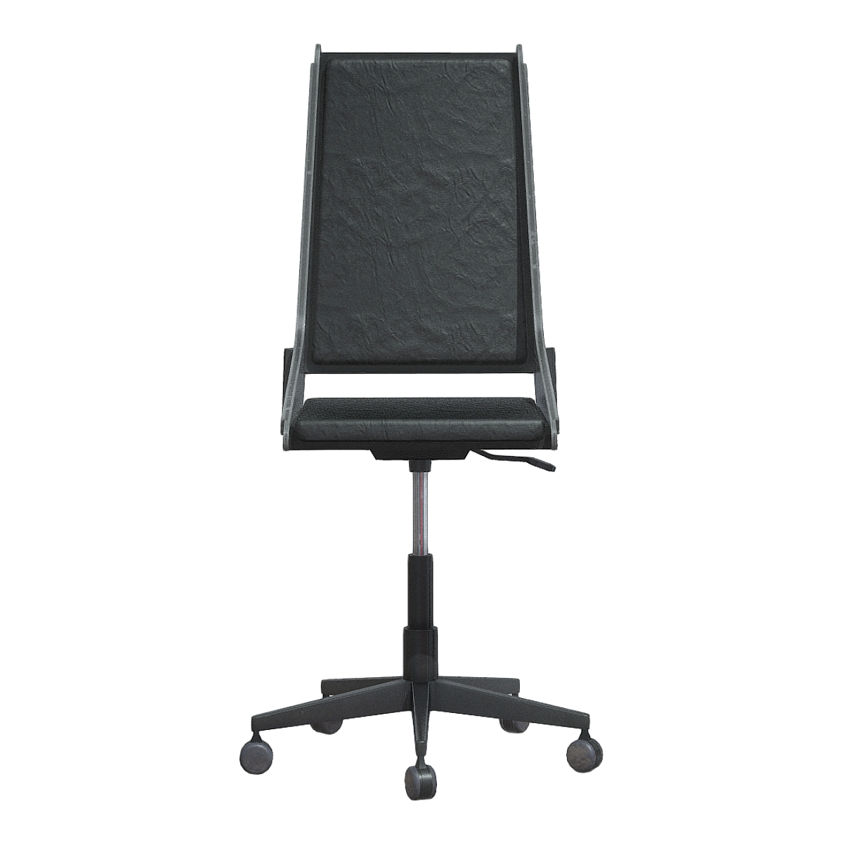 Modern sci-fi style metal bracket parts black plastic frame leather single person backrest swivel lift high back chair