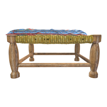 Nordic Home Oak Solid Wood Four-Leg Rattan Stool Low Stool Square Stool