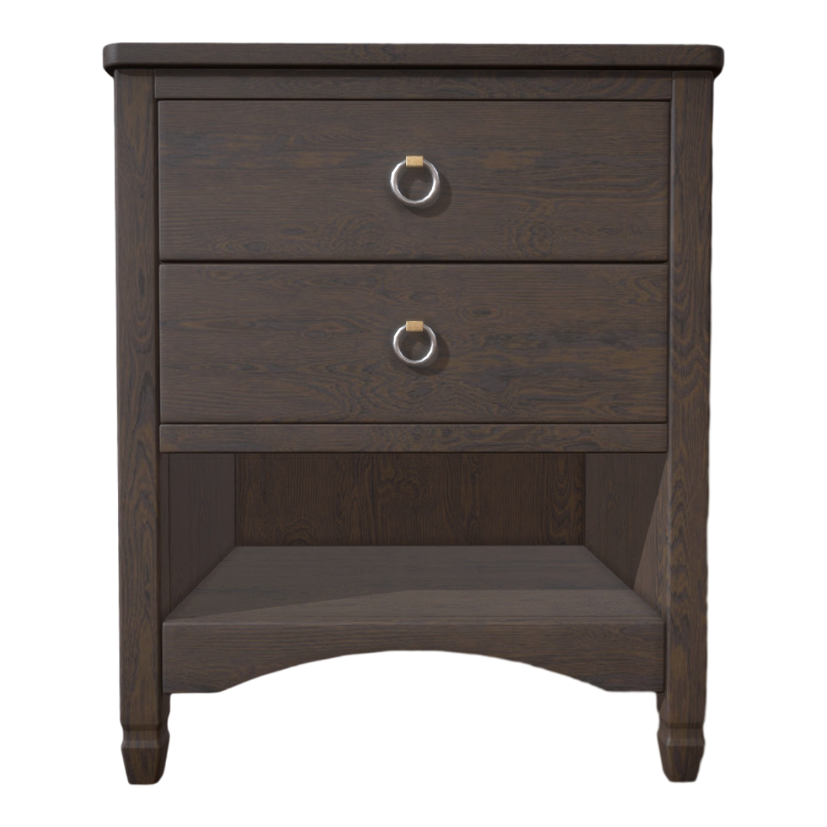 Nordic Black Walnut Solid Wood Metal Handle Double-layer Bedside Table Drawer Cabinet Storage Cabinet