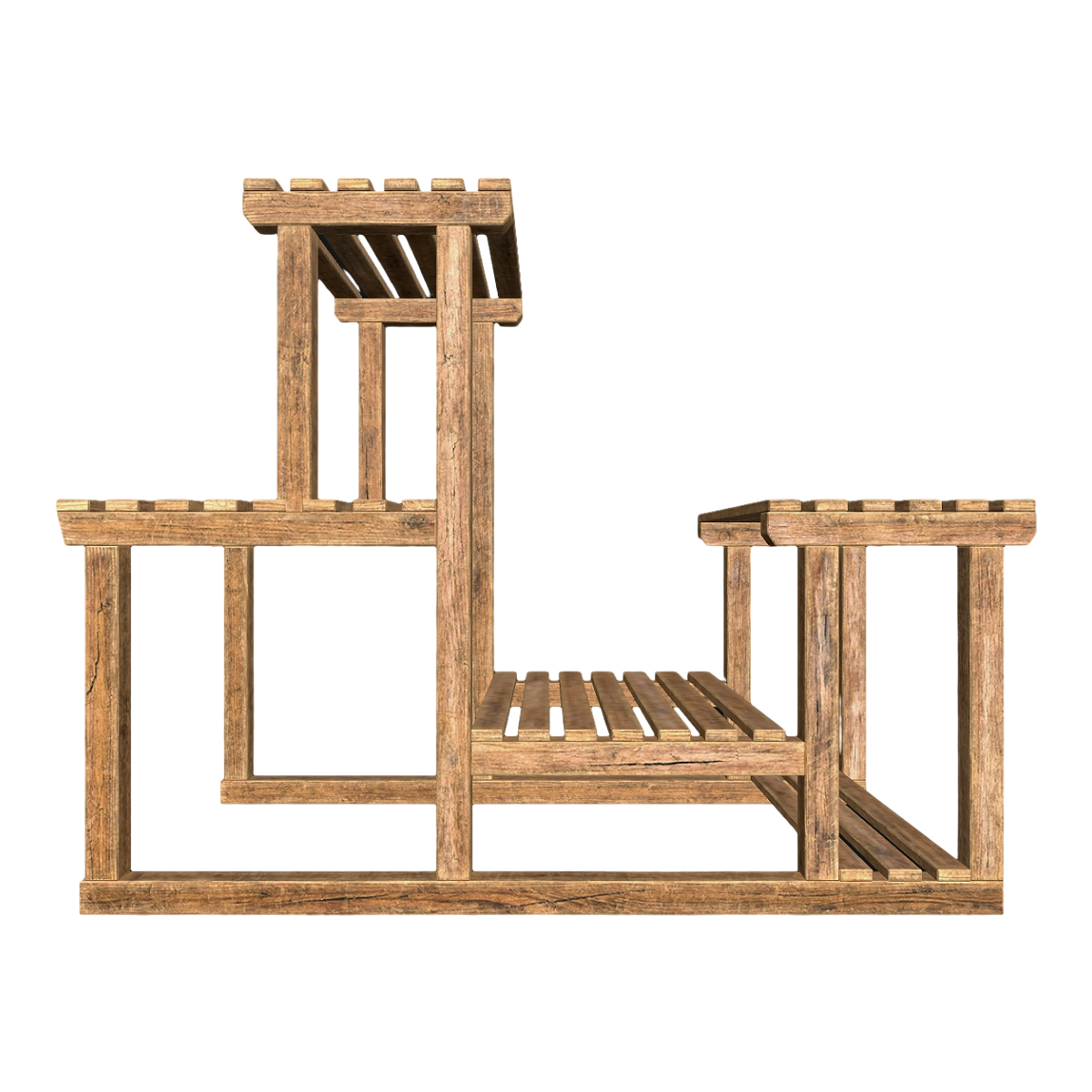 Living Room Balcony Household Full Oak Solid Wood Board Rack Multi-layer High and Low Storage Rack Display Rack Ornaments Rack