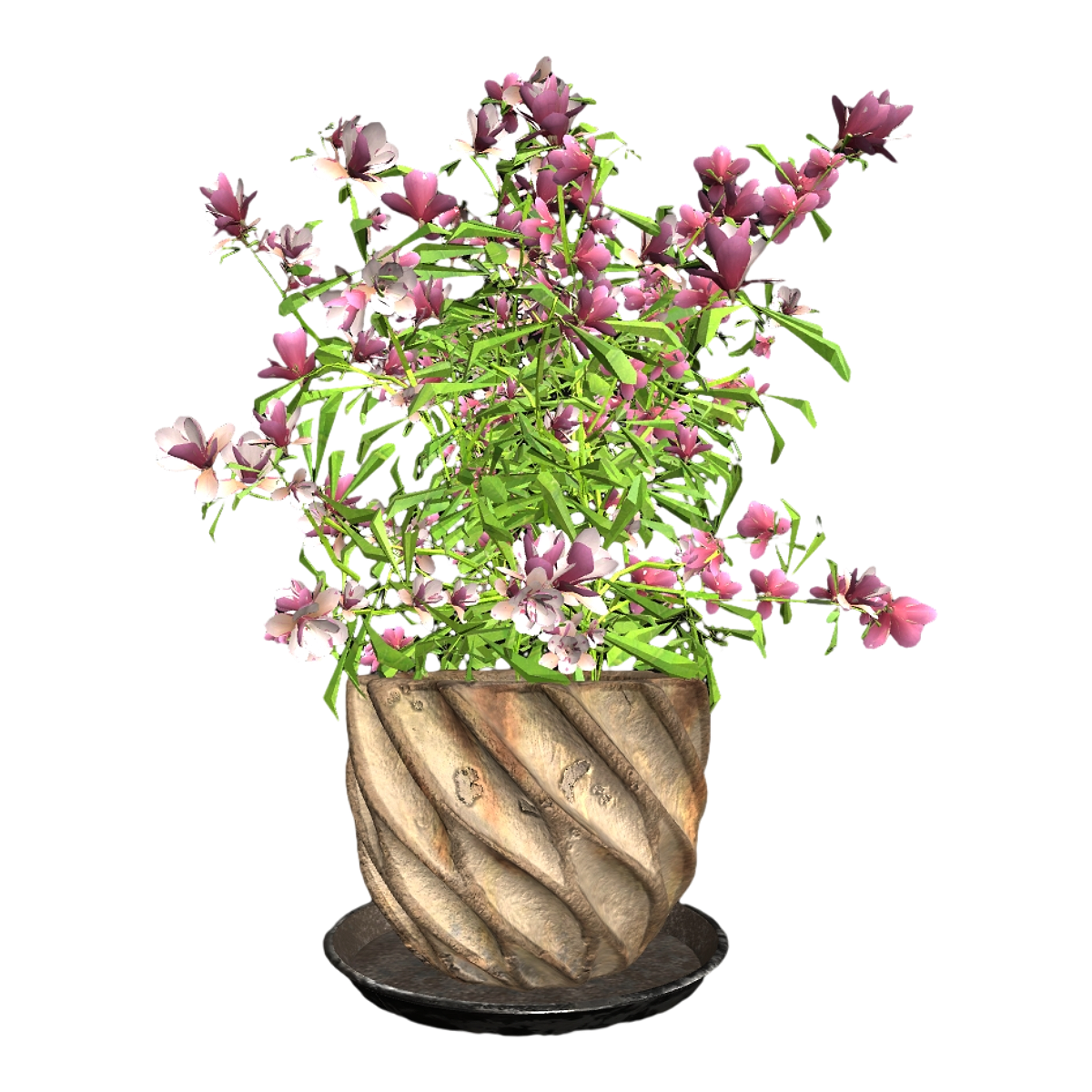 Balcony Courtyard Brown Spiral Ceramic Flower Pot Domestic Goldfish Grass Green Plant Potted Plant