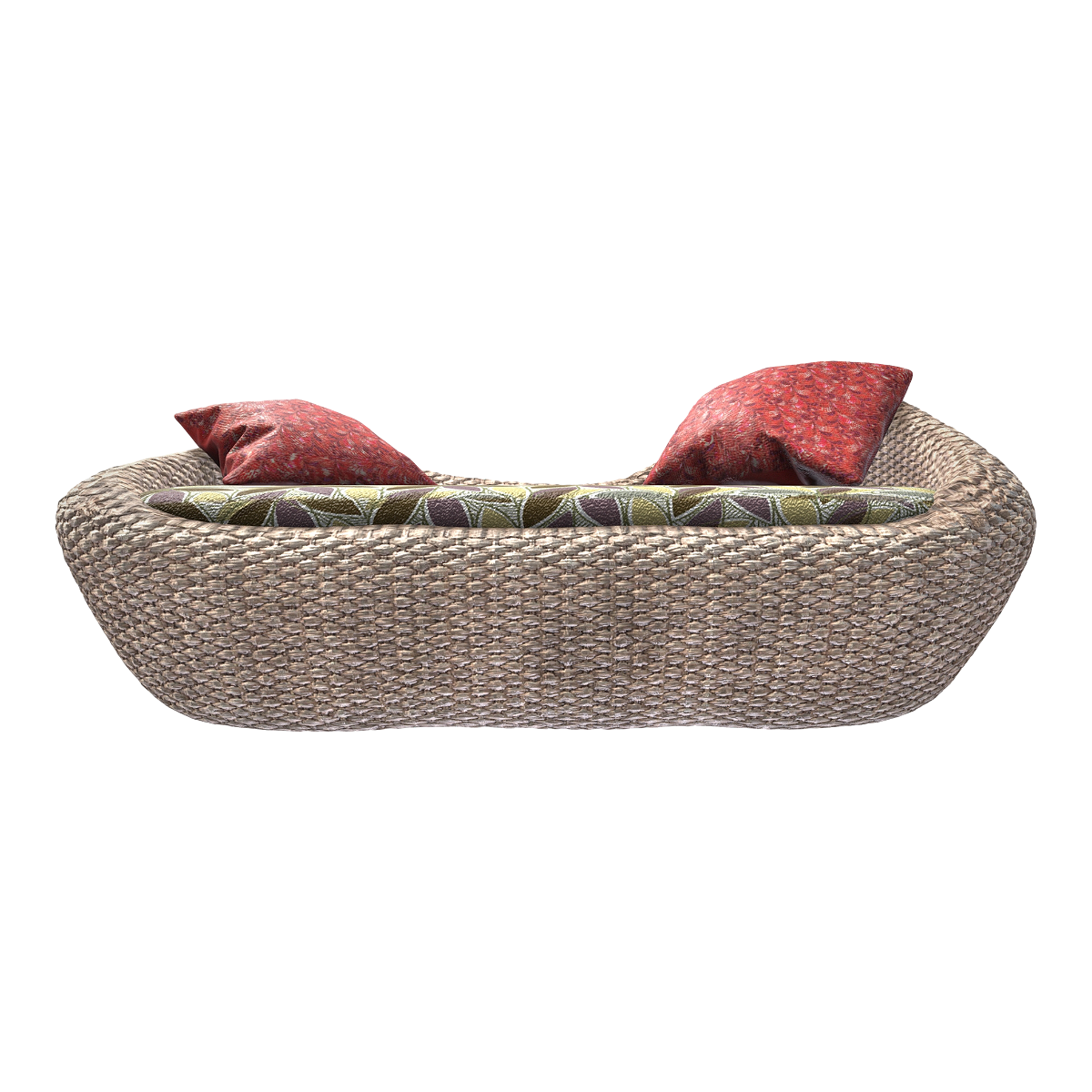 Living Room Home Floor-standing Rattan Leaf Pattern Fabric Double Tatami Lazy Sofa-Double Sofa