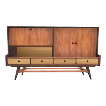 Nordic Living Room Floor-standing Full Solid Wood Double Door Drawer Cabinet Multi-functional Storage Cabinet Storage Cabinet