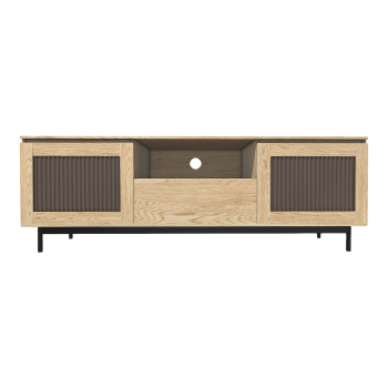 Nordic Living Room Metal Four Leg Base White Birch Solid Wood Single Door Drawer Cabinet TV Cabinet