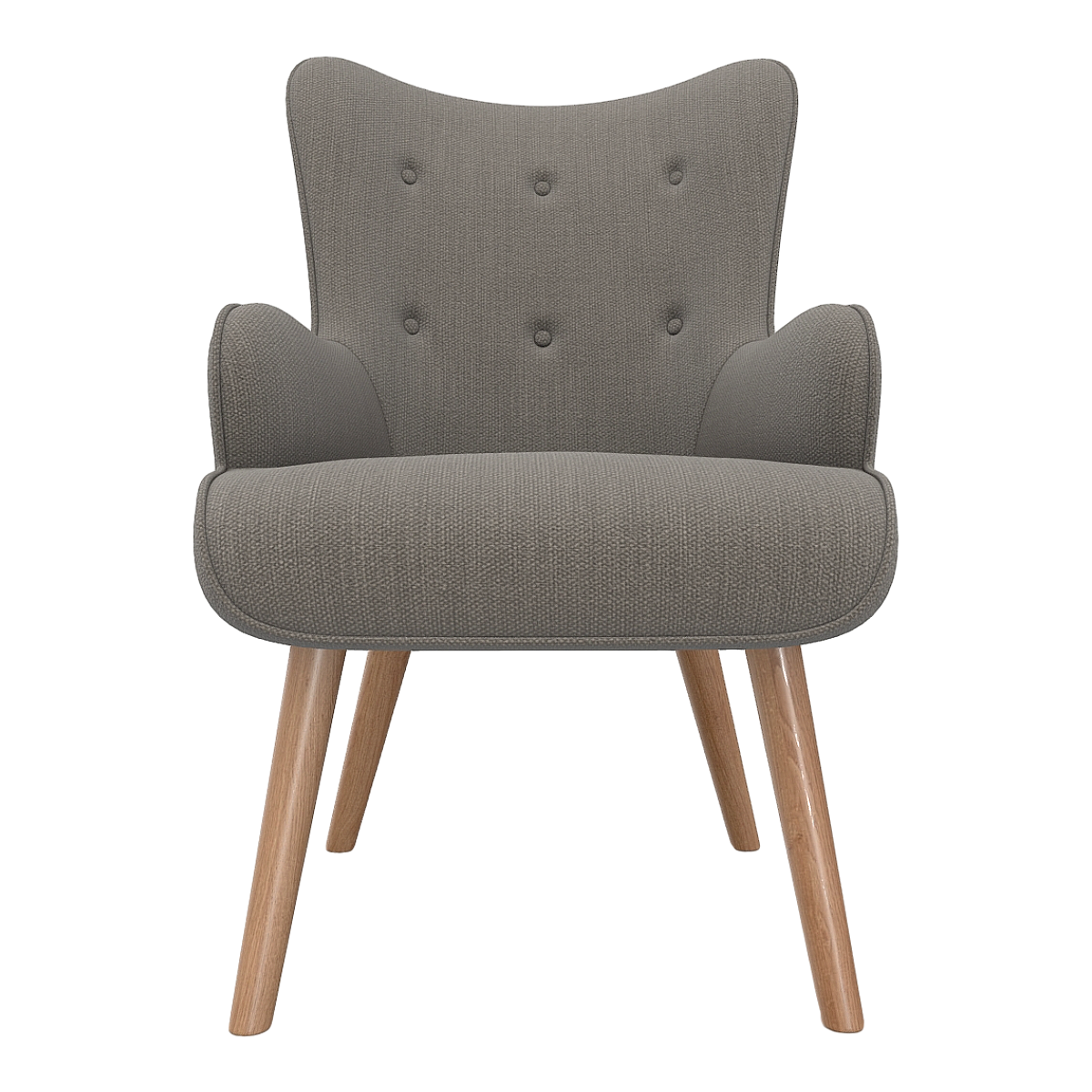 Italian Baloo Armchair Walnut Solid Wood Quadruple Bracket Ding Zi Brown Fabric Single Backrest Armrest Sofa Chair-Ding Zi Brown