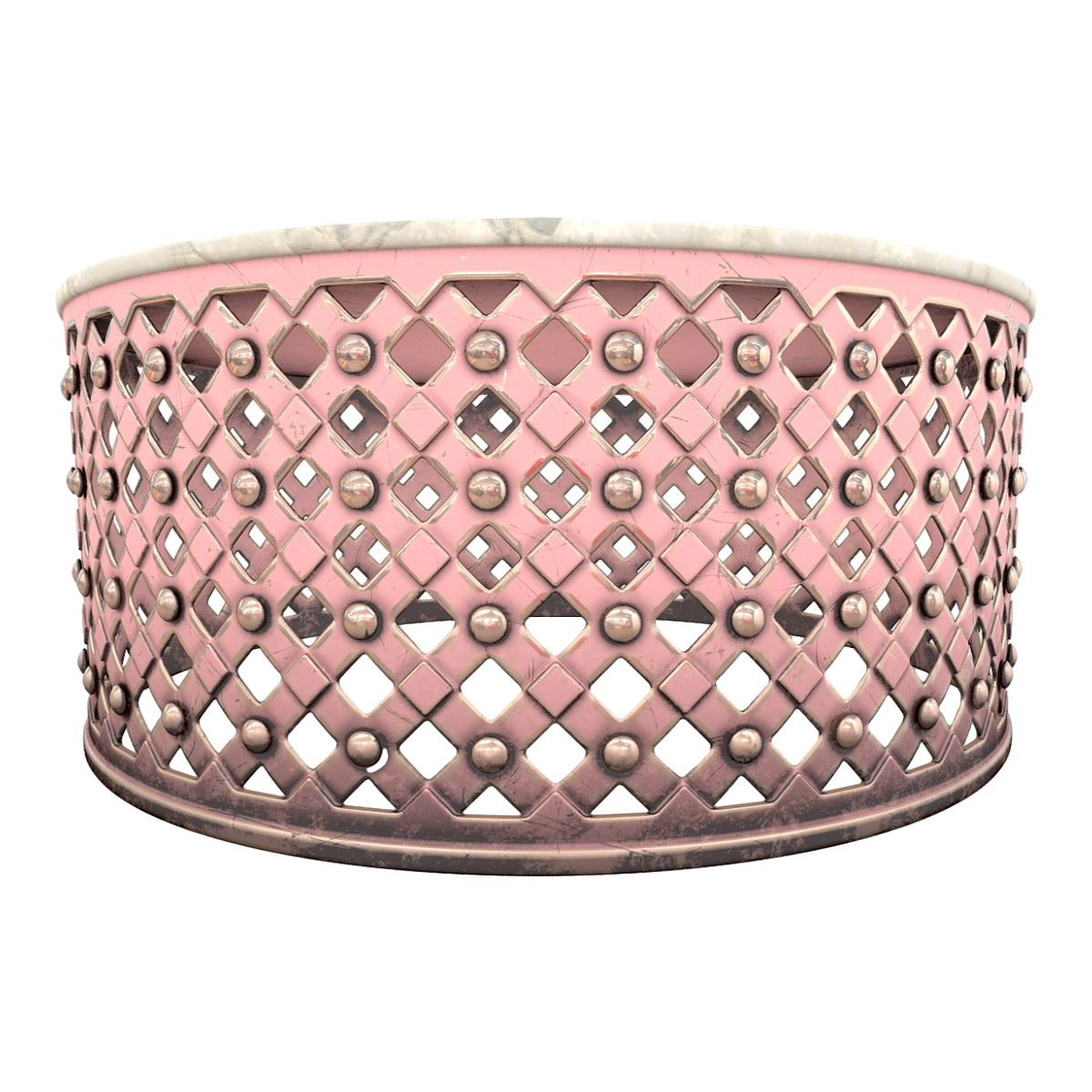 Indoor and outdoor grid metal ring base light yellow pattern marble desktop round table leisure table