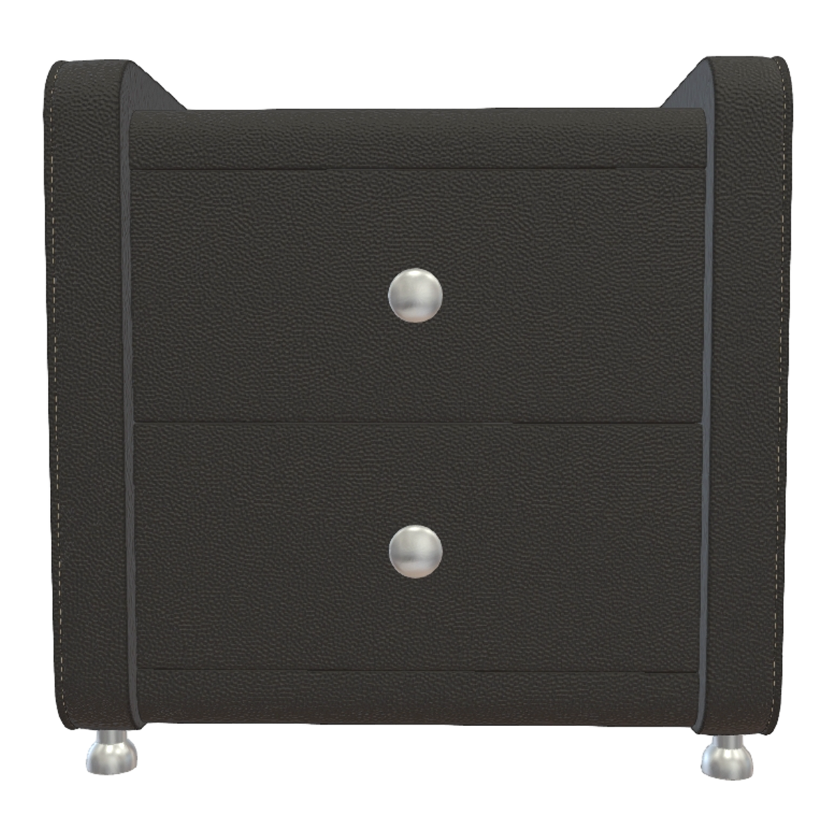 American Style Bedroom Metal Quadruple Base Black Leather Double Layer Bedside Cabinet of Drawers Storage Cabinet