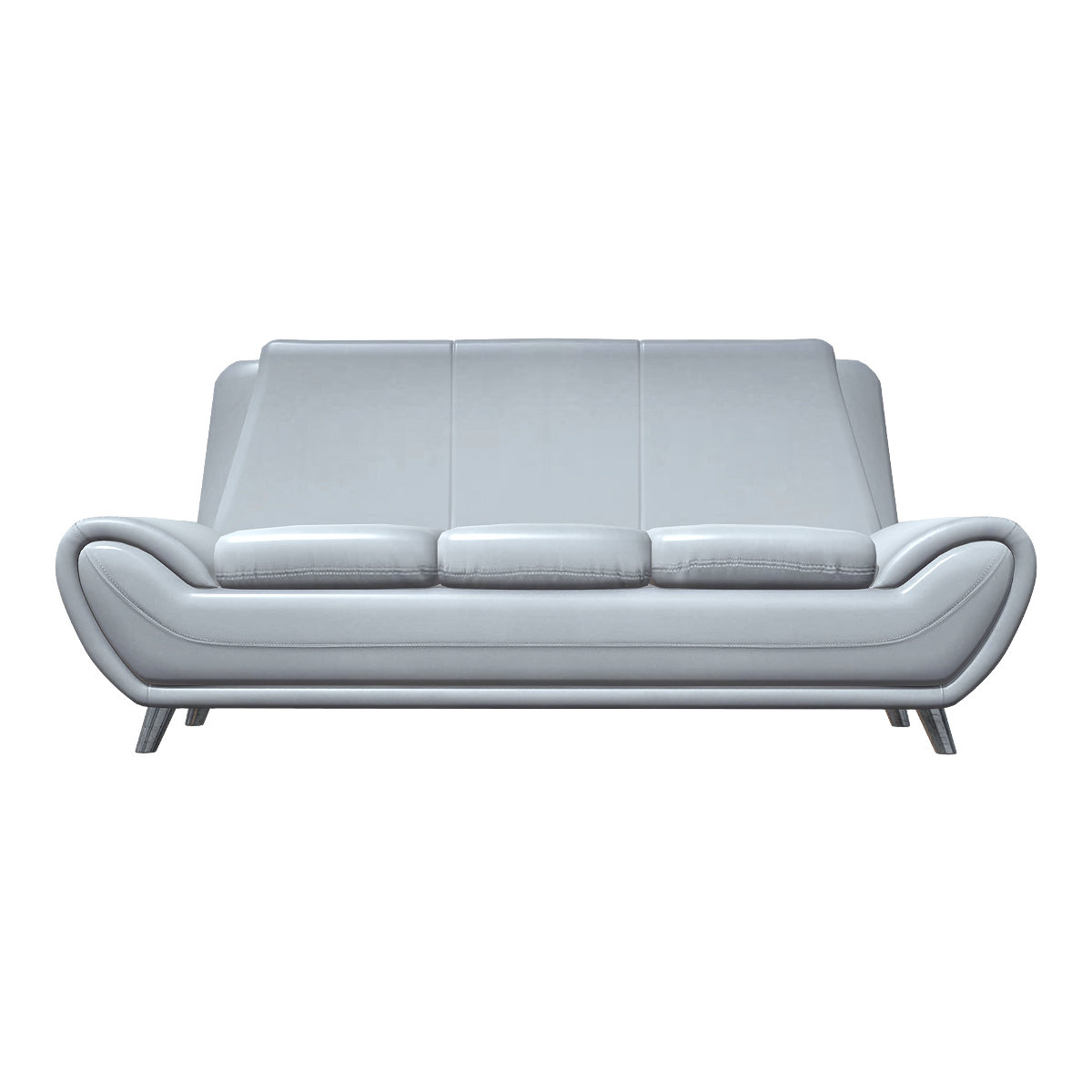 Nordic Simple Living Room Metal Four-legged Base Grey Leather Cushion Three-seat Backrest Sofa