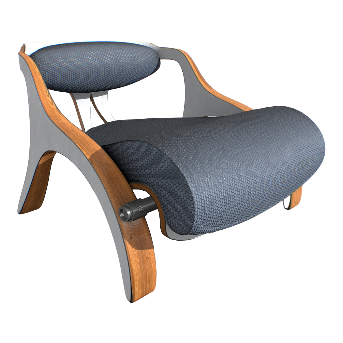 Nordic Dark Oak Frame White Paint Blue Gray Breathable Cushion Fabric Single Hollow Design Backrest Armrest Sofa Chair Low Chair