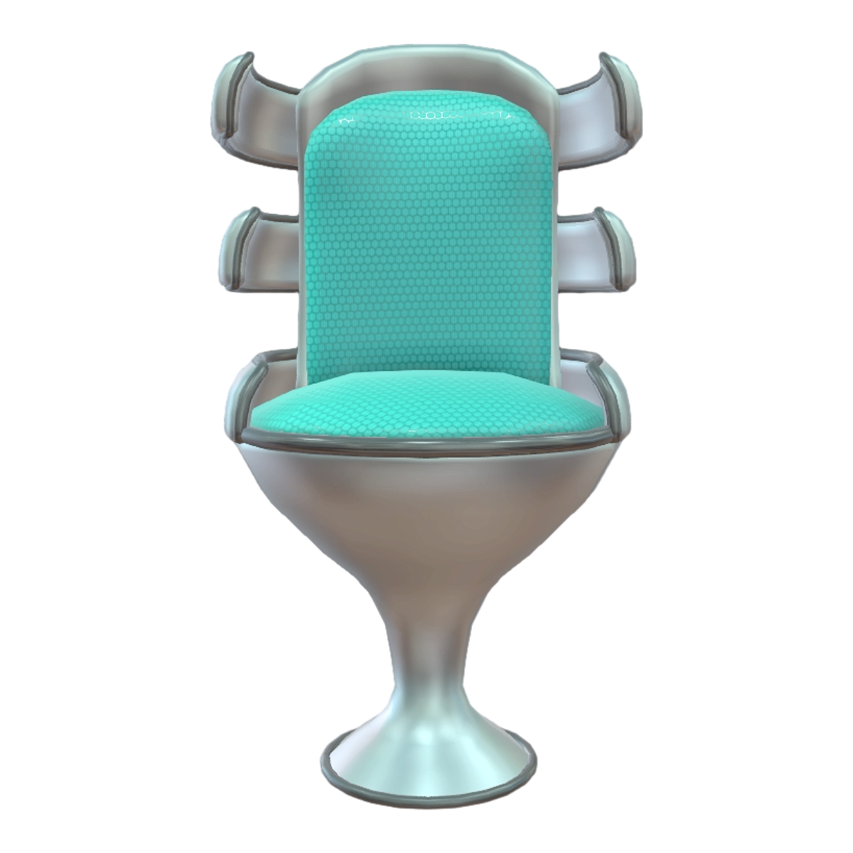 Modern creative sci-fi stainless steel metal imitation rib design turquoise breathable fabric cushion single back chair