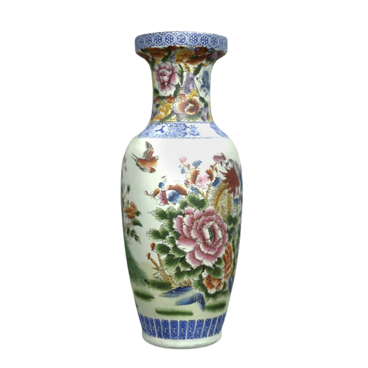 Jingdezhen Ceramic Peacock Pattern Blue and White Porcelain Vase Art Decorations
