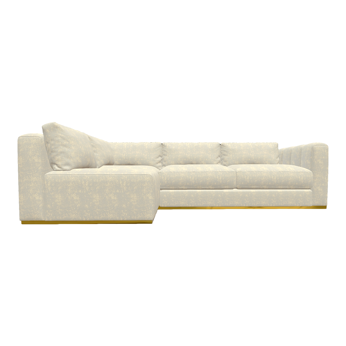 Italian Living Room Metal Base Beige Spotted Fabric Multi-person L-shaped Backrest Armchair Sofa