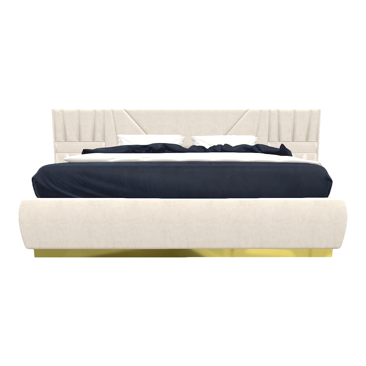 Tuscan Bedroom Metal Base creamy-white Fabric Mattress Double Backrest Bed