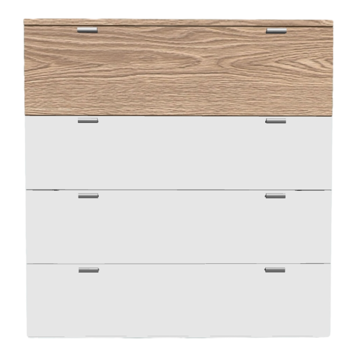 Modern minimalist living room bedroom bimetallic handle oak solid wood white tile multi-layer drawer cabinet storage cabinet storage cabinet