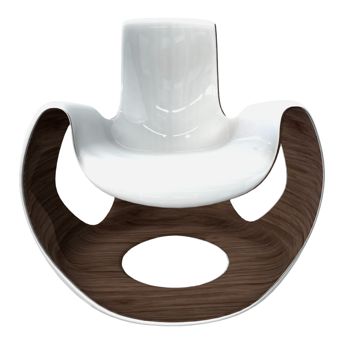 Nordic creative hollow design, black walnut solid wood frame, white ceramic single person backrest armchair