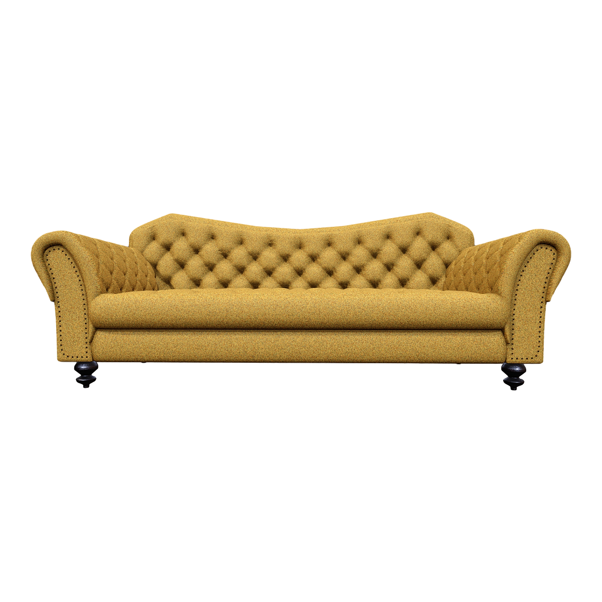 Nordic living room metal four legged base dark yellow fabric multi person backrest armrest zipper sofa