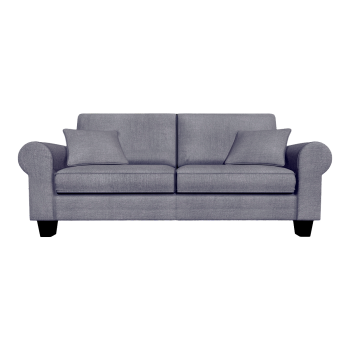 Italian living room metal four legged base gray fabric double backrest armrest sofa