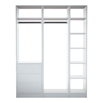 Bedroom, home metal hanging clothes pole, all solid wood, white paint, multifunctional drawer cabinet, storage cabinet, wardrobe