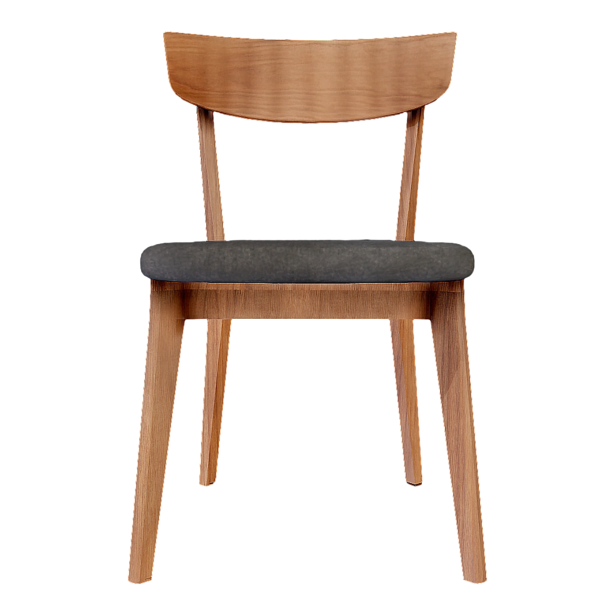 Nordic black walnut solid wood frame, black fabric cushion, single person hollow out design, backrest dining chair