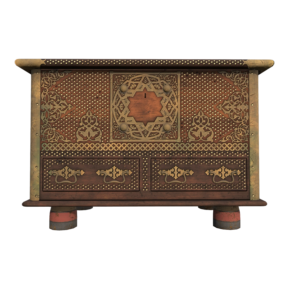 Nordic Creative Four Leg Base Black Walnut Solid Wood Metal Pattern Spot Handle Keybox Drawer Box