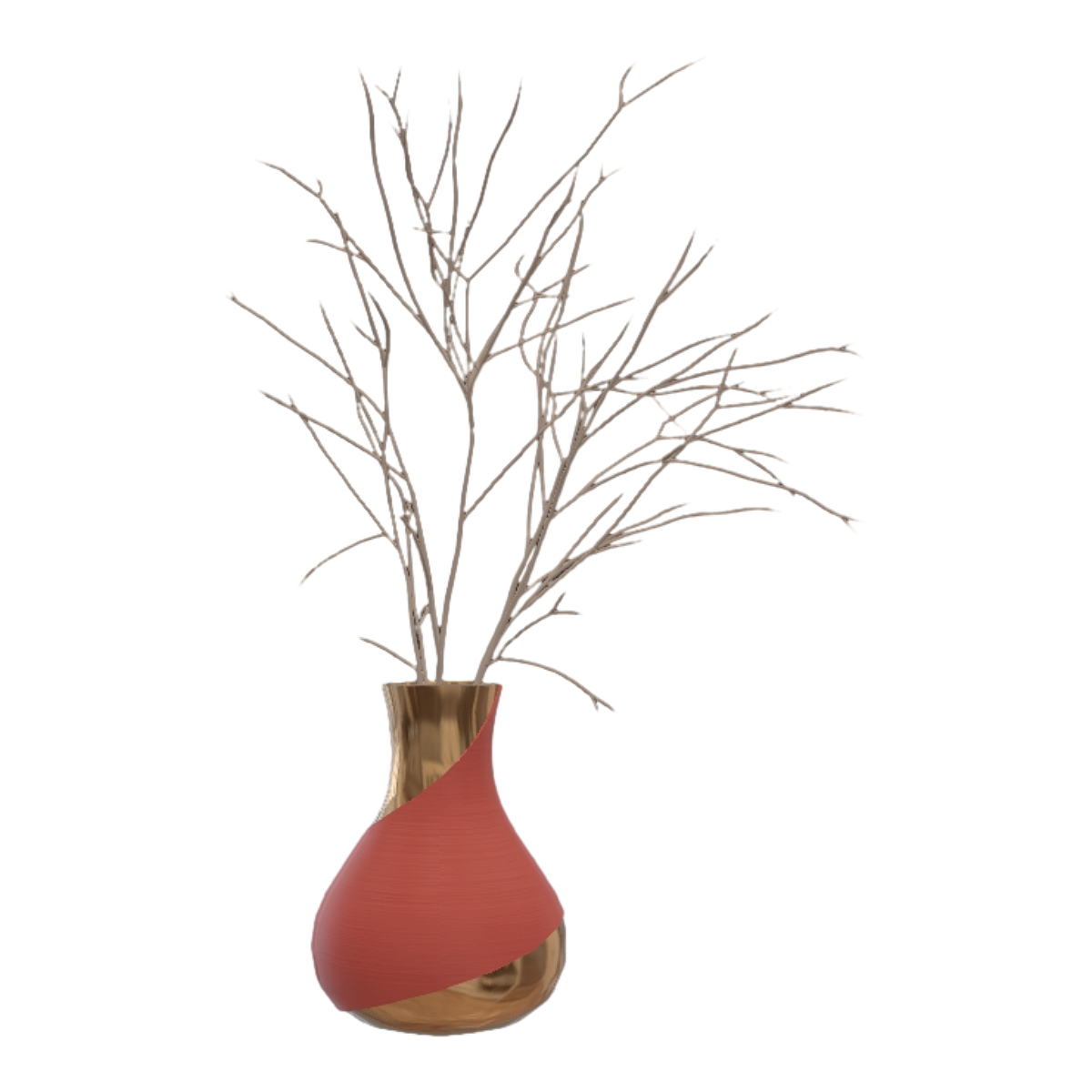 Living room balcony home all metal red fabric wrapped flower vase decoration ornaments