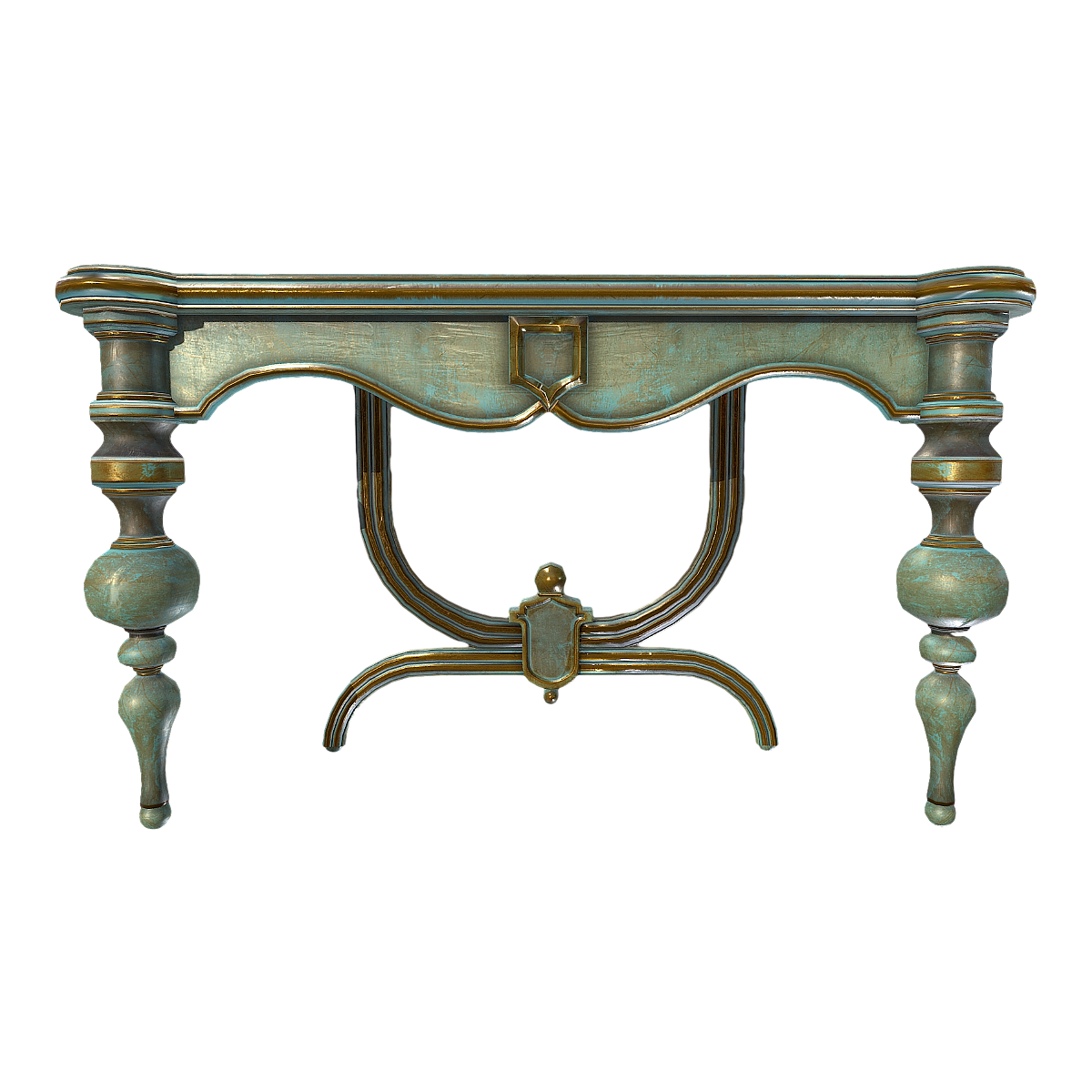 Nordic antique solid wood with blue-green painted gold edges and corners, decorative table decorations, decorative table ornaments, and table decorations