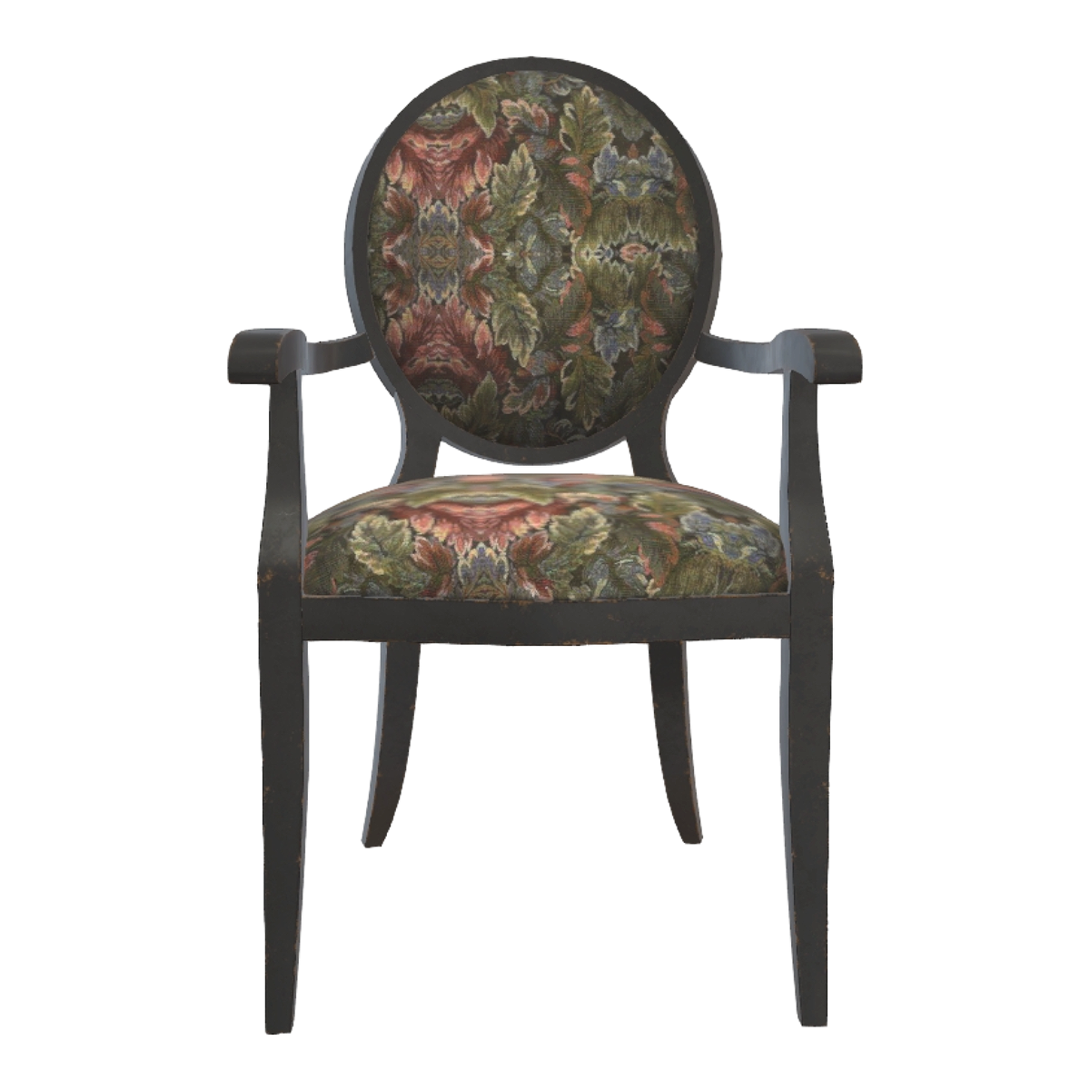 American metal parts solid wood frame black paint patterned fabric cushion single person backrest armrest sofa chair - patterned fabric chair