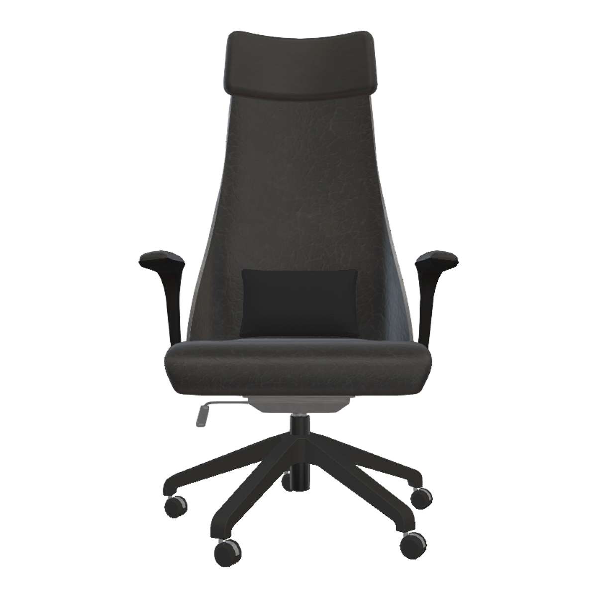 Modern metal bracket five legged base universal wheel black leather single person backrest armrest high back office chair